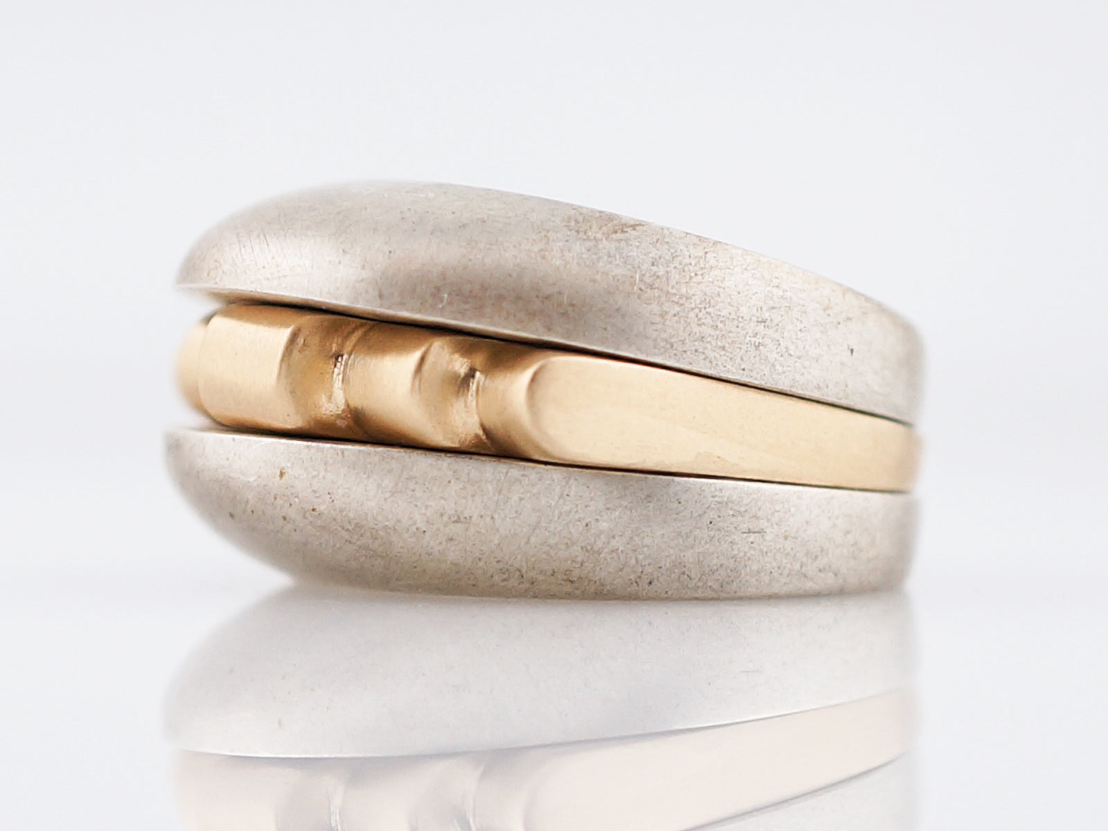 Right Hand Ring Modern Combo in Sterling Silver & 14k Yellow Gold