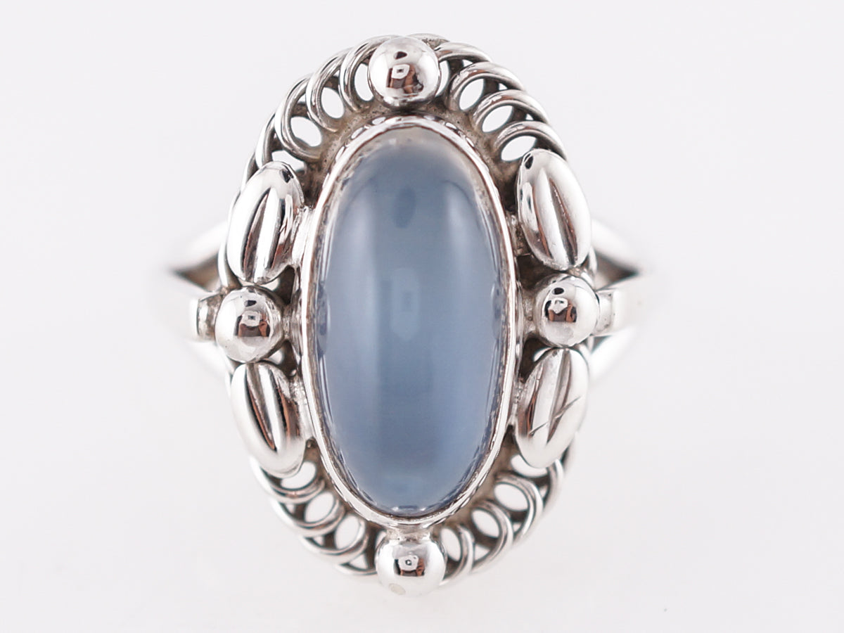 Georg Jenson Right Hand Ring Modern 5.22 Cabochon Cut Moonstone in Sterling Silver