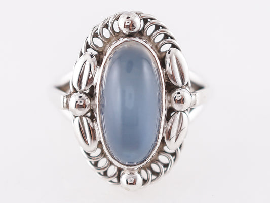 Georg Jenson Right Hand Ring Modern 5.22 Cabochon Cut Moonstone in Sterling Silver