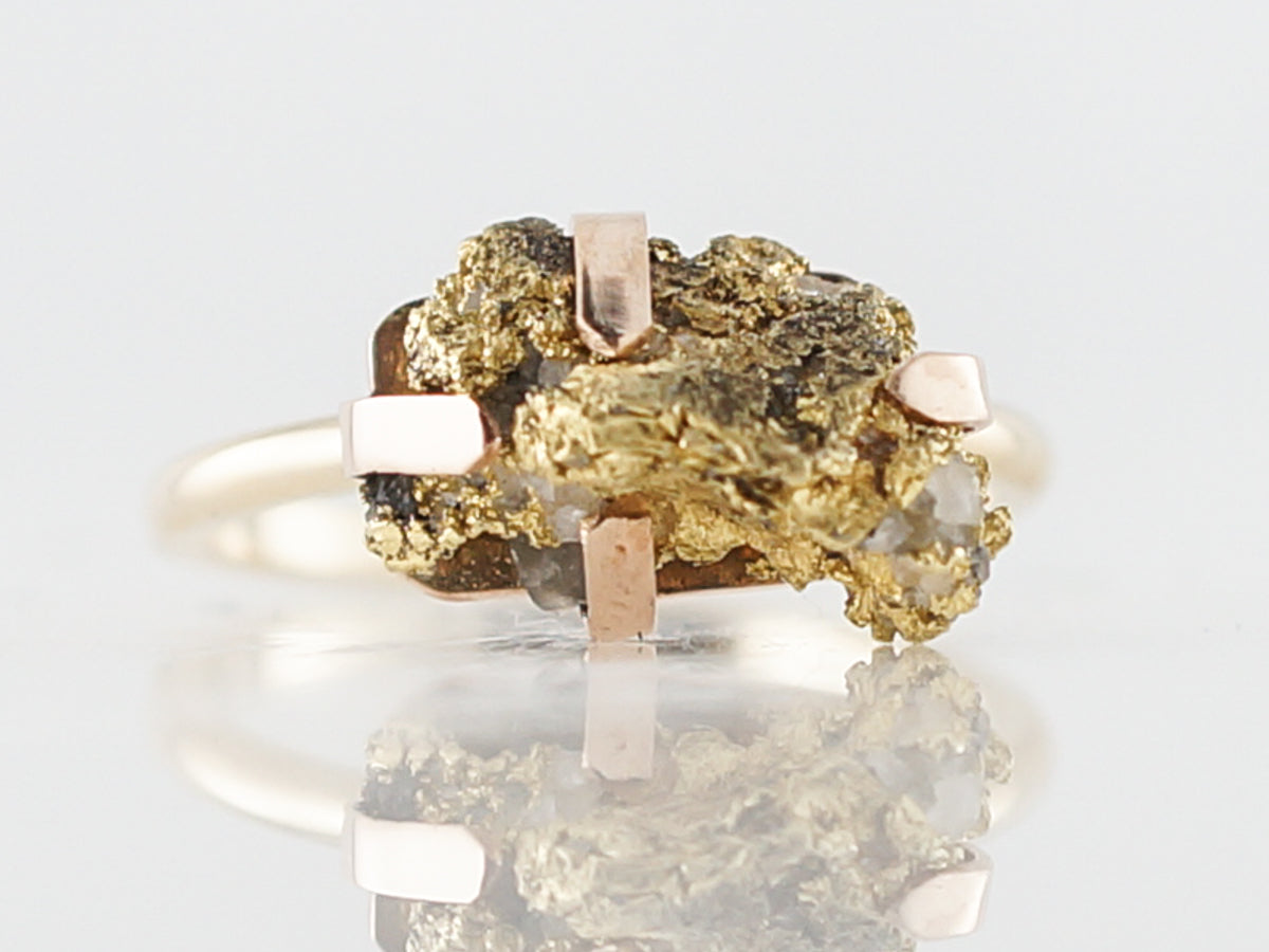 Right Hand Ring Victorian Gold Nugget in 14k Yellow Gold