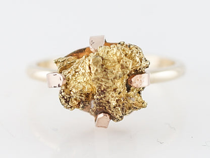 Right Hand Ring Modern Gold Nugget in 14k Yellow Gold