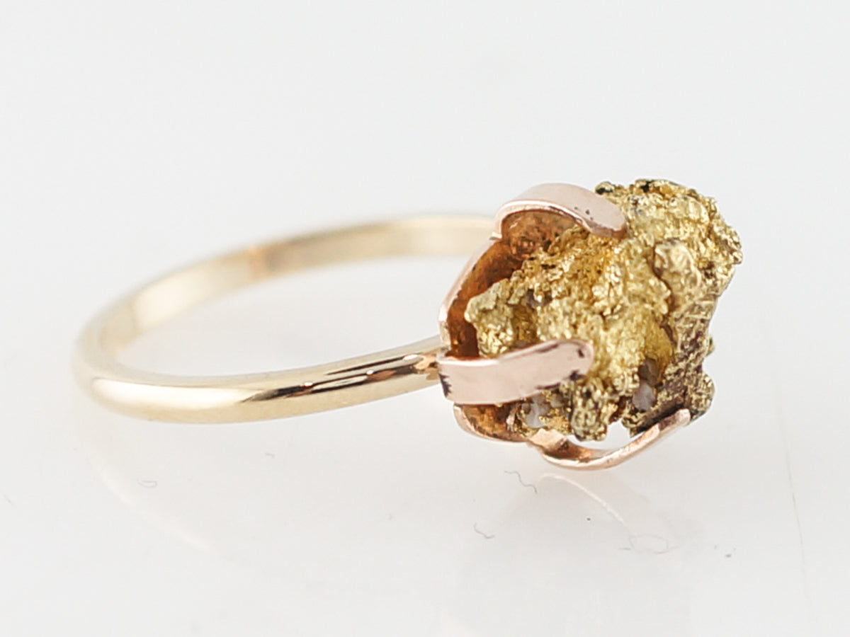 Right Hand Ring Modern Gold Nugget in 14k Yellow Gold