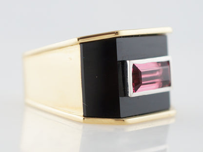 ***RTV11/23***Right Hand Ring Modern 2.08 Emerald Cut Pink Tourmaline in 18k Yellow Gold