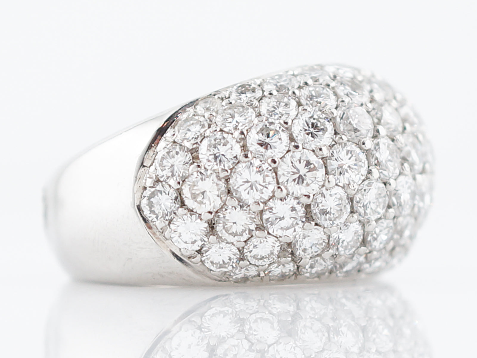 Right Hand Ring Modern Pave 4.83 Round Brilliant Cut Diamonds in Platinum