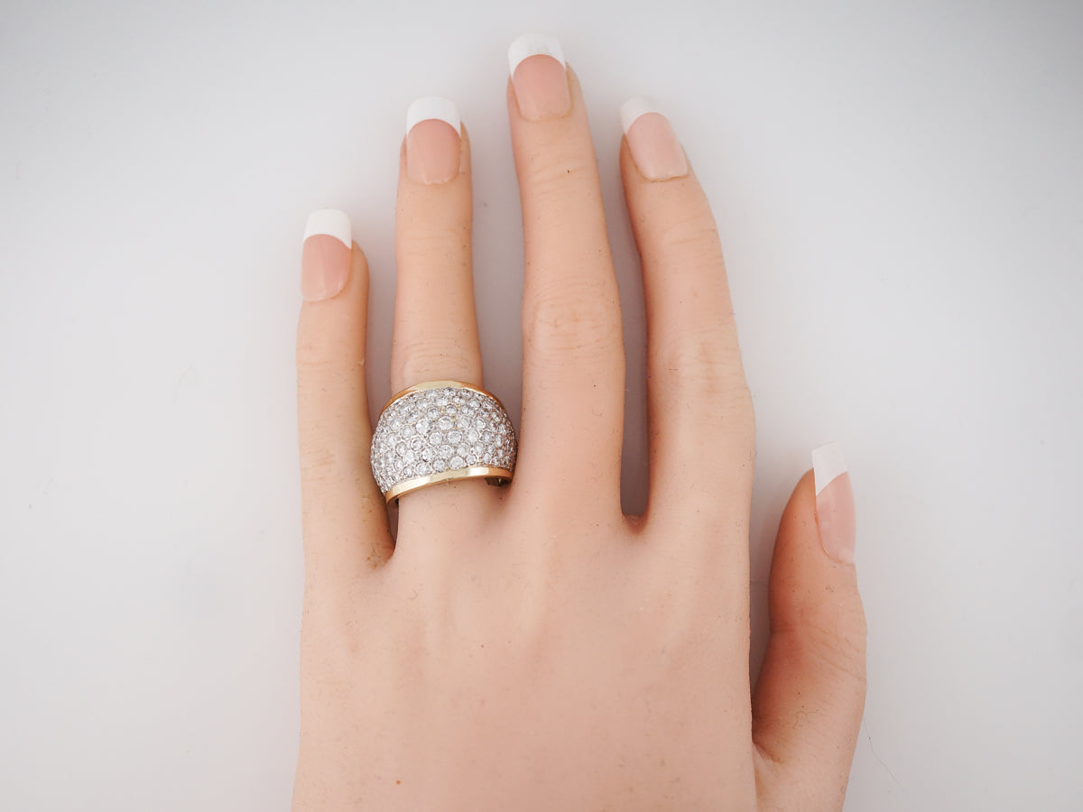 Right Hand Ring Modern 3.24 Round Brilliant Cut Diamond in 14k Yellow Gold