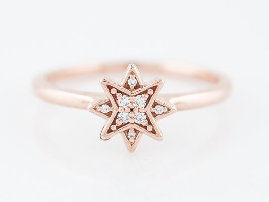 Right Hand Ring Modern .04 Round Brilliant Cut Diamonds in 14k Rose Gold