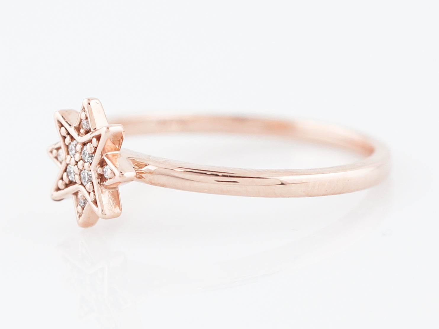 Right Hand Ring Modern .04 Round Brilliant Cut Diamonds in 14k Rose Gold