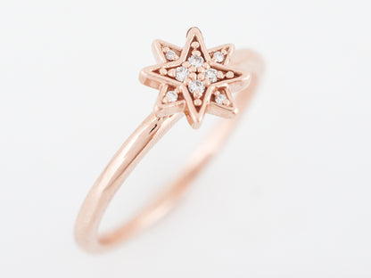 Right Hand Ring Modern .04 Round Brilliant Cut Diamonds in 14k Rose Gold