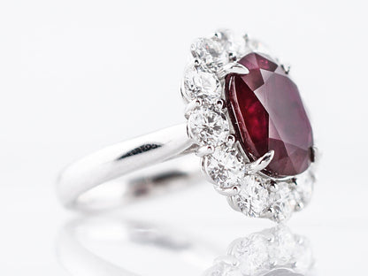 Right Hand Ring Modern 5.28 Oval Center Ruby in Platinum