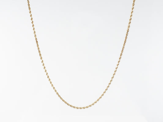 Thin Rope Chain Necklace in 14k Yellow Gold