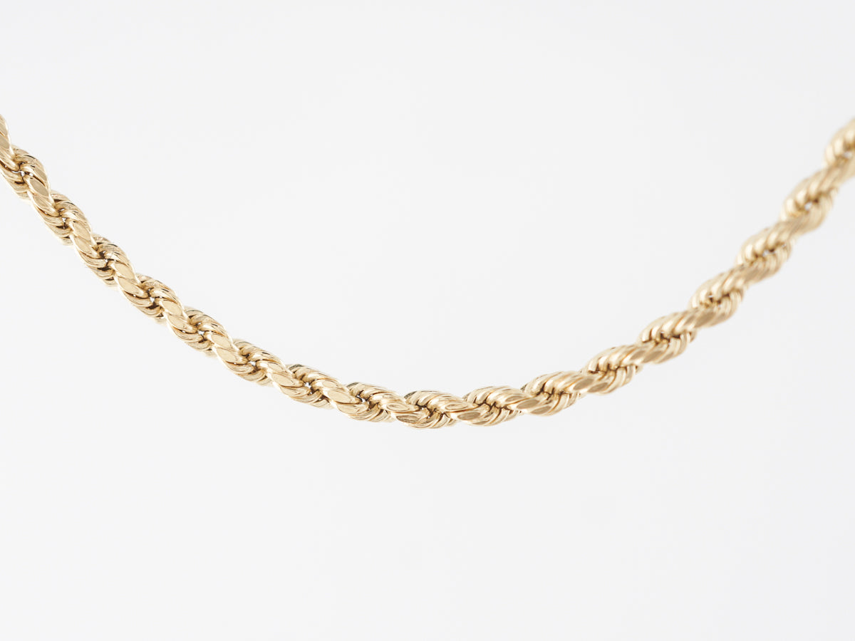 Thin Rope Chain Necklace in 14k Yellow Gold