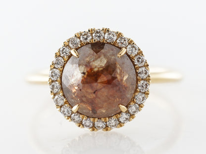 Rose Cut Brown Diamond Engagement Ring in 18k