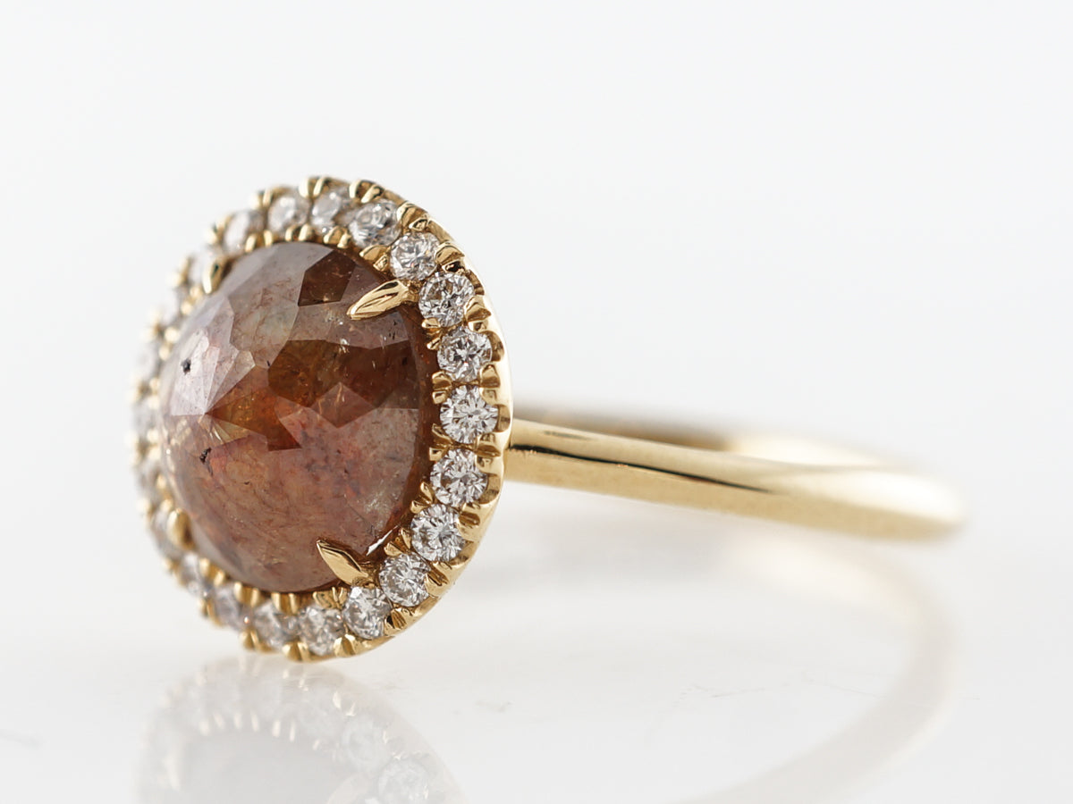 Rose Cut Brown Diamond Engagement Ring in 18k