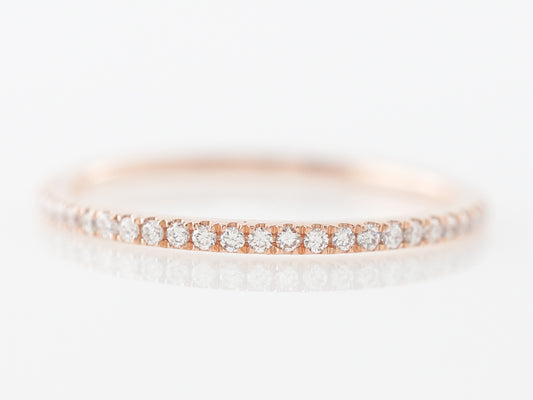 Thin Rose Gold Wedding Band w/ Diamonds in 18k