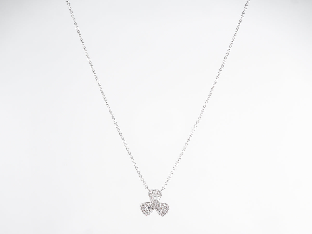 Diamond Flower Pendant Necklace in 18K White Gold