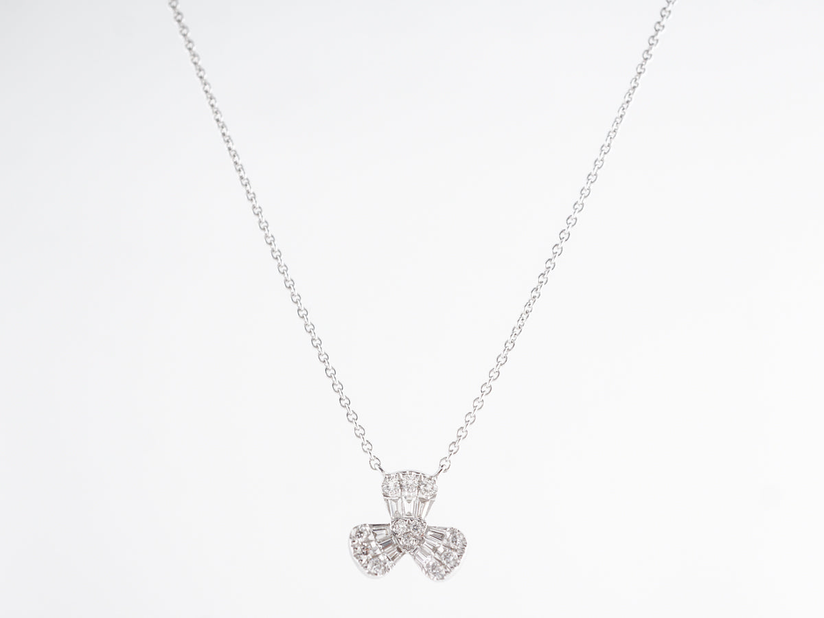 Diamond Flower Pendant Necklace in 18K White Gold