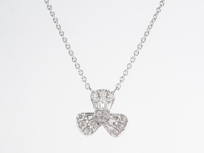 Diamond Flower Pendant Necklace in 18K White Gold