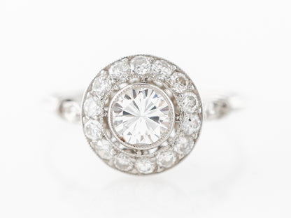 .36 Mid-Century Halo Diamond Engagement Ring in Platinum