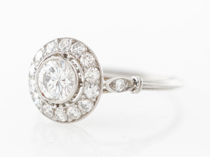 Bezel Set Cluster Diamond Engagement Ring Platinum