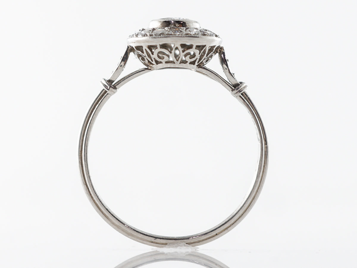 .36 Mid-Century Halo Diamond Engagement Ring in Platinum