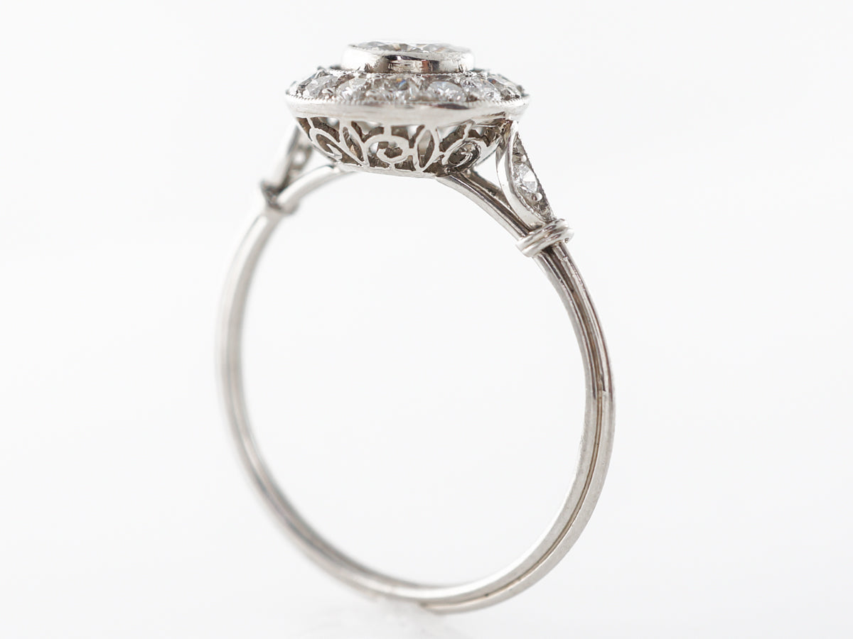 Bezel Set Cluster Diamond Engagement Ring Platinum