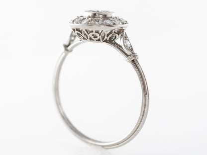 .36 Mid-Century Halo Diamond Engagement Ring in Platinum