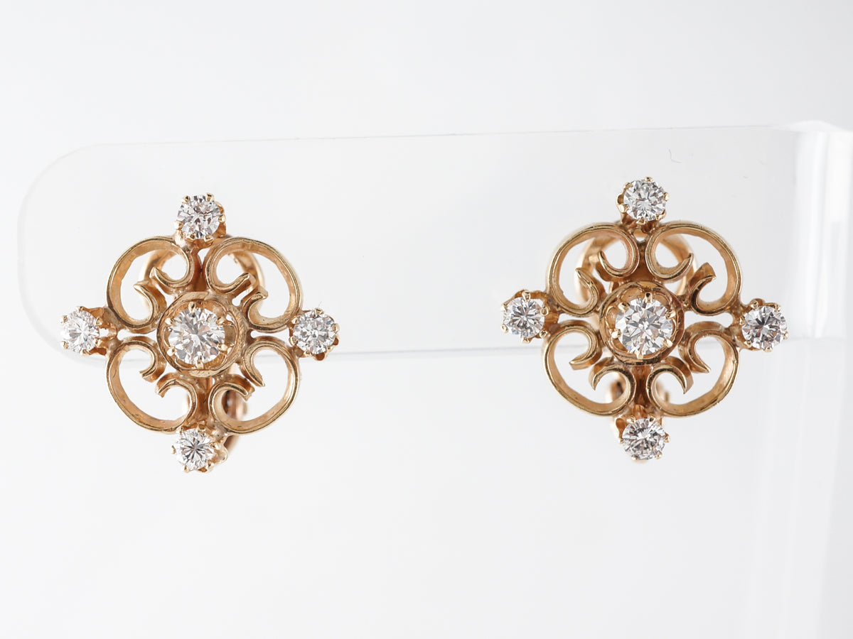Round Brilliant Diamond Earrings in 14k Yellow Gold