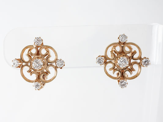 Round Brilliant Diamond Earrings in 14k Yellow Gold