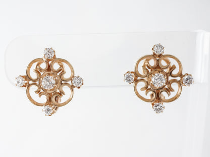 Round Brilliant Diamond Earrings in 14k Yellow Gold