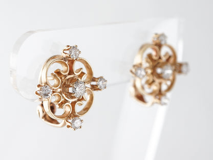 Round Brilliant Diamond Earrings in 14k Yellow Gold