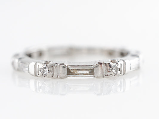 Round & Baguette Cut Diamond Wedding Band in Platinum