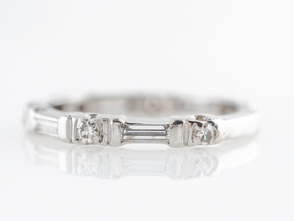 Round & Baguette Cut Diamond Wedding Band in Platinum