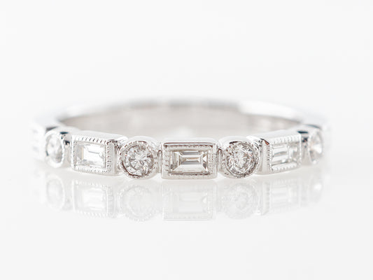 Alternating Diamond Wedding Band in White Gold