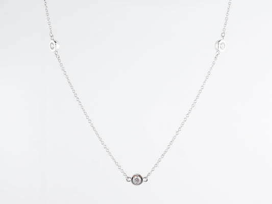 .55 Round Brilliant Bezel Diamond Necklace in 14K White Gold