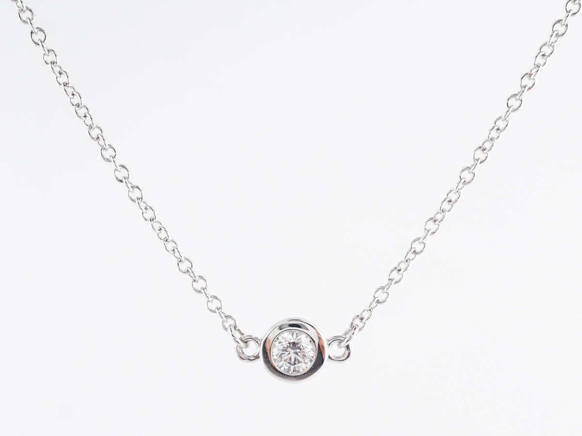 .55 Round Brilliant Bezel Diamond Necklace in 14K White Gold