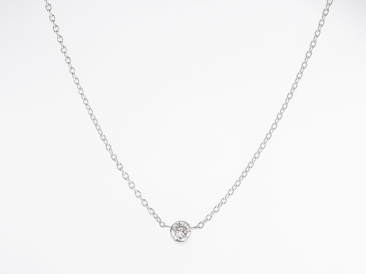 Round Brilliant Bezel Diamond Necklace in 14K White Gold