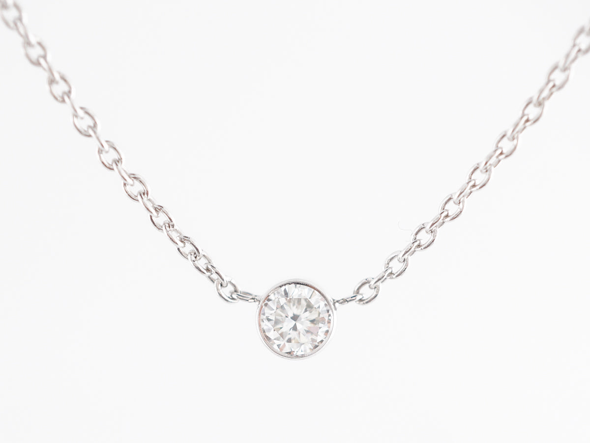 Round Brilliant Bezel Diamond Necklace in 14K White Gold