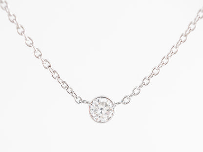 Round Brilliant Bezel Diamond Necklace in 14K White Gold