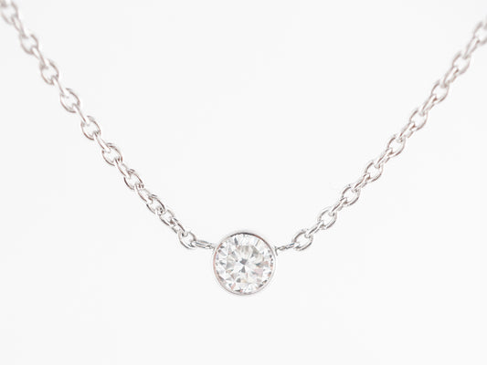 Round Brilliant Bezel Diamond Necklace in 14K White Gold