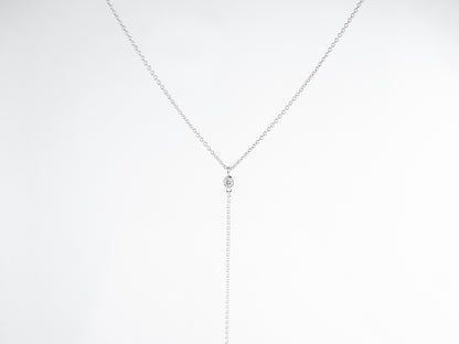 Bezel Diamond Y Necklace in 18K White Gold
