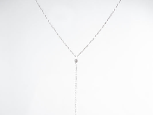 Bezel Diamond Y Necklace in 18K White Gold