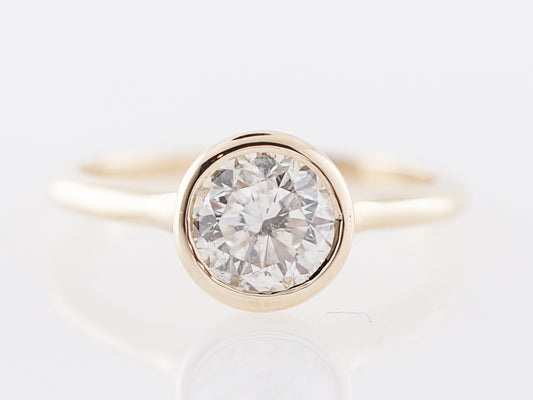 Bezel Set Engagement Ring 1 Carat Diamond in Yellow Gold