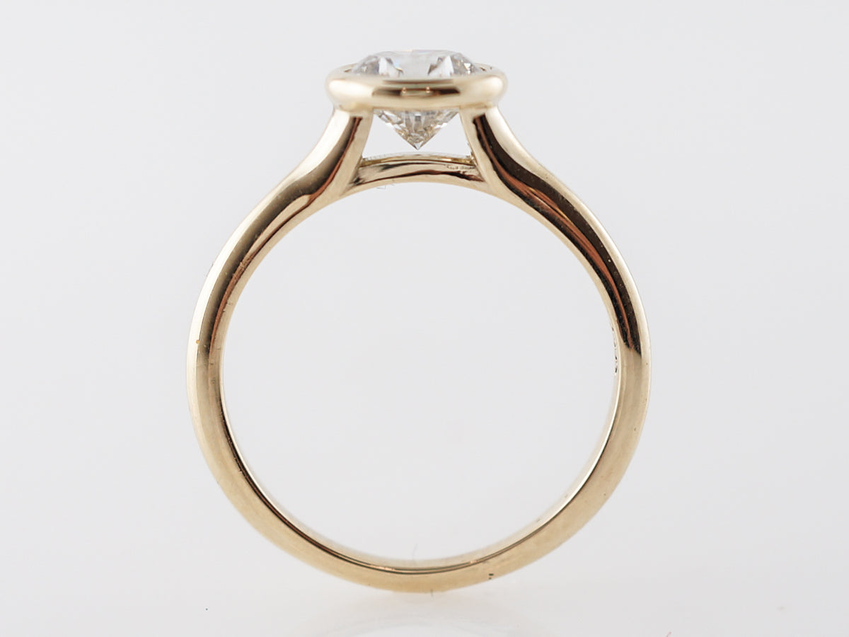 Bezel Set Engagement Ring 1 Carat Diamond in Yellow Gold
