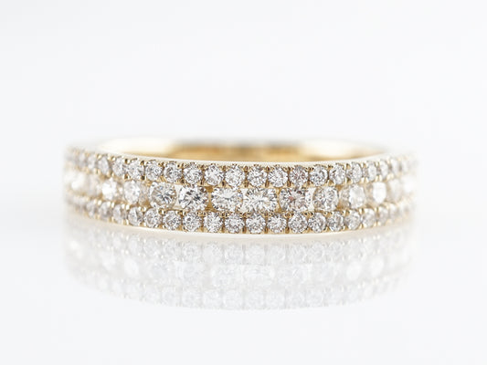 Triple Row Diamond Wedding Band in 14k Yellow Gold