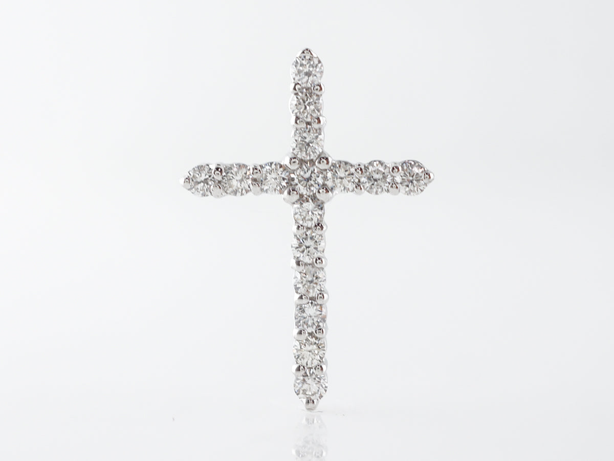 Cross Pendant w/ Diamonds in 14k White Gold