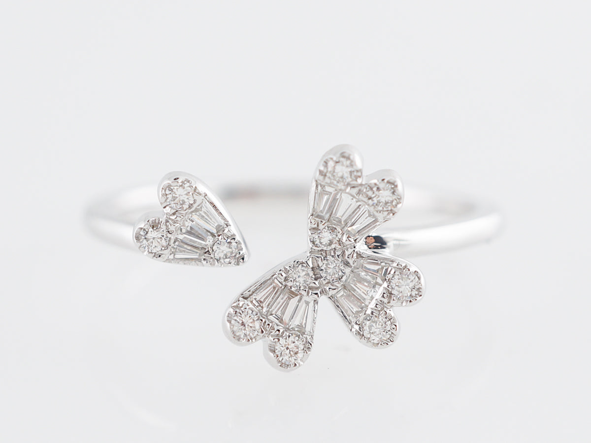 Flower Ring w/ Diamonds in 18k White Gold