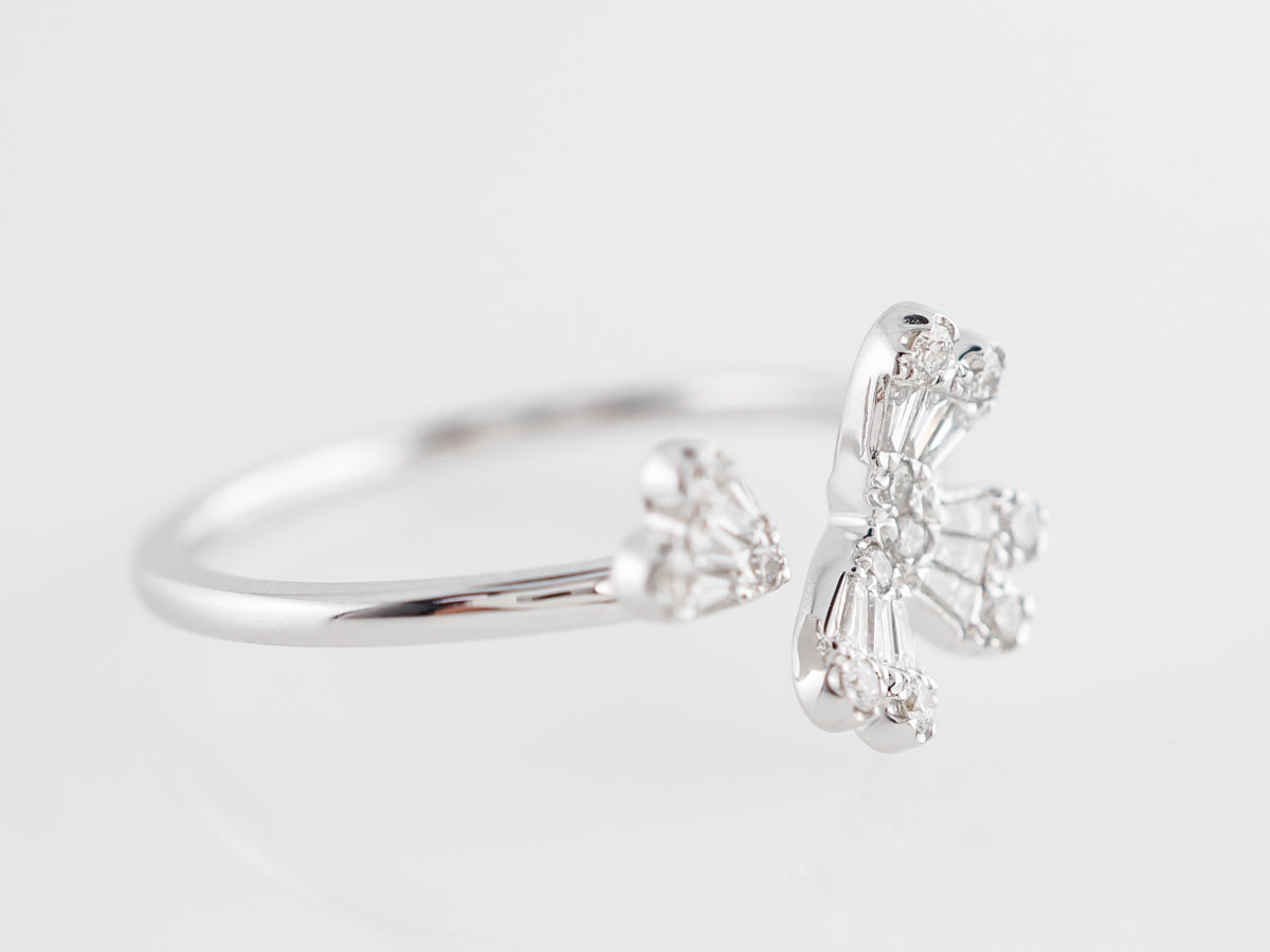 Flower Ring w/ Diamonds in 18k White Gold