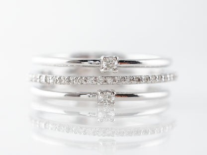 Triple Stacking Ring w/ Diamonds in 14k White Gold