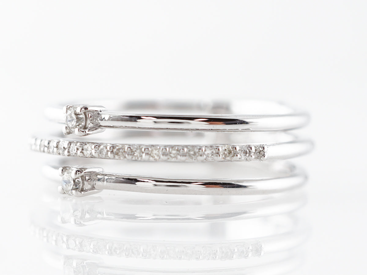 Triple Stacking Ring w/ Diamonds in 14k White Gold