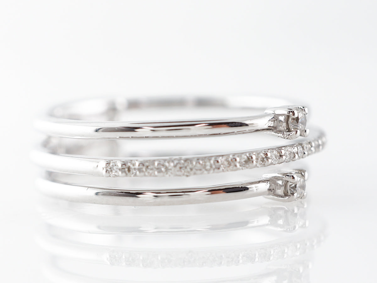 Triple Stacking Ring w/ Diamonds in 14k White Gold